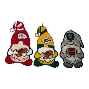 3 Charming Cross-Stitch Wall Art – Football (NFL) Team Colors Gnomes